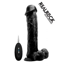 RealRock - 11" dildo med vibrasjon og pung Sort