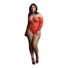Le Desir - Wonder Rhinestone - Tettsittende Body - Plus Size - Rød